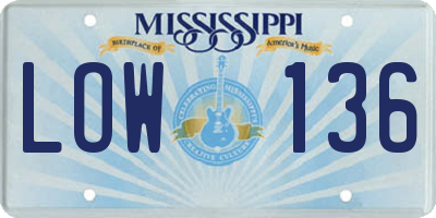 MS license plate LOW136