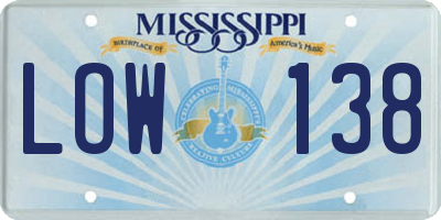 MS license plate LOW138
