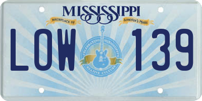 MS license plate LOW139