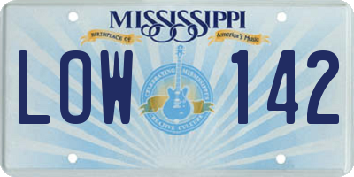 MS license plate LOW142