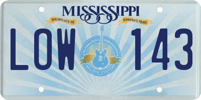 MS license plate LOW143