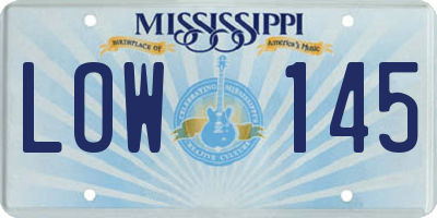 MS license plate LOW145
