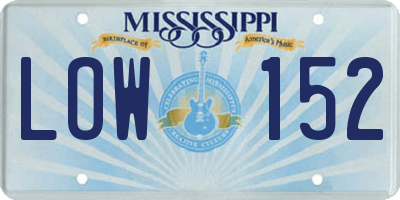 MS license plate LOW152