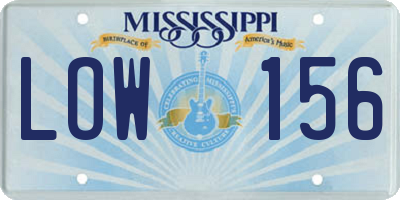 MS license plate LOW156