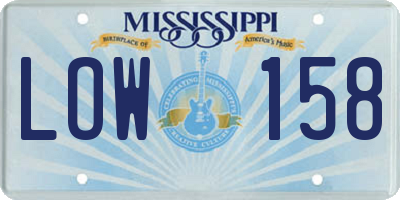 MS license plate LOW158