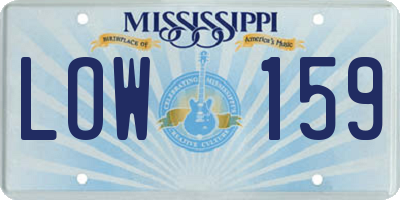 MS license plate LOW159