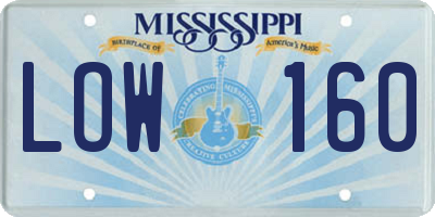MS license plate LOW160