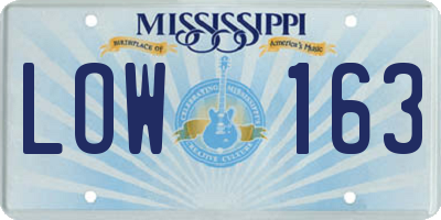 MS license plate LOW163