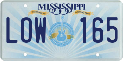 MS license plate LOW165