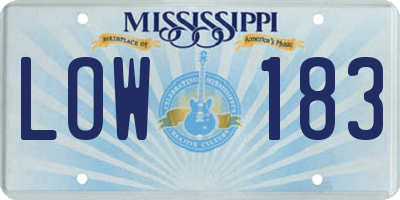 MS license plate LOW183