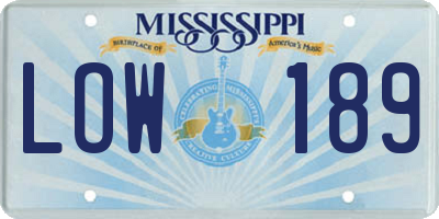 MS license plate LOW189