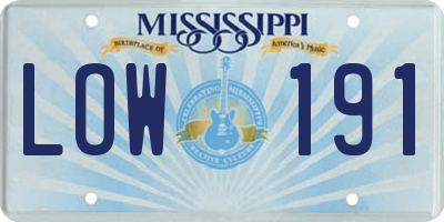 MS license plate LOW191