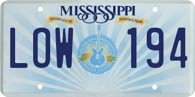 MS license plate LOW194