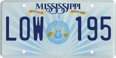 MS license plate LOW195