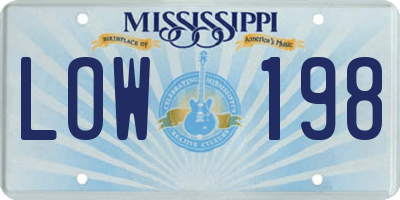 MS license plate LOW198