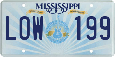 MS license plate LOW199
