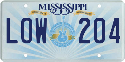 MS license plate LOW204
