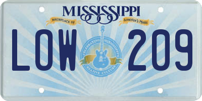 MS license plate LOW209
