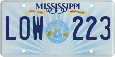 MS license plate LOW223