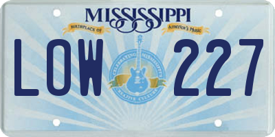 MS license plate LOW227