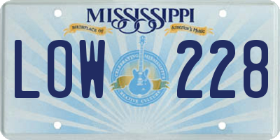 MS license plate LOW228
