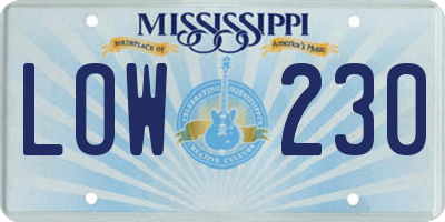 MS license plate LOW230