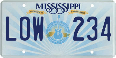 MS license plate LOW234