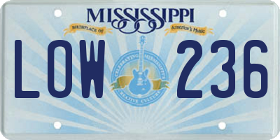 MS license plate LOW236