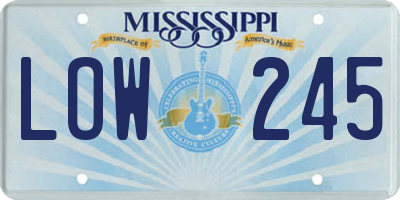 MS license plate LOW245