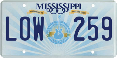 MS license plate LOW259