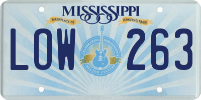 MS license plate LOW263