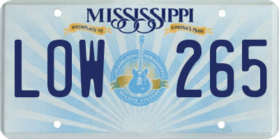MS license plate LOW265