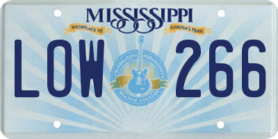 MS license plate LOW266