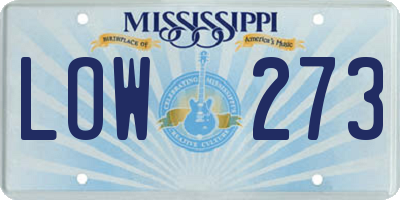 MS license plate LOW273