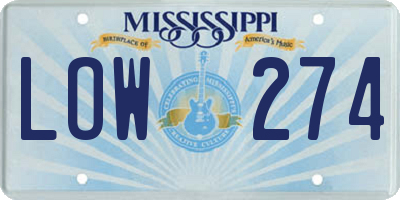 MS license plate LOW274