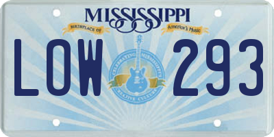 MS license plate LOW293