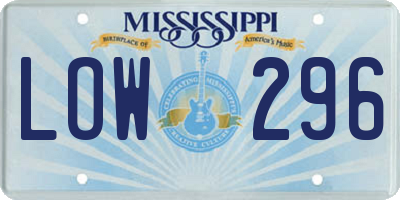 MS license plate LOW296