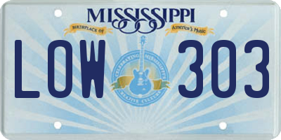 MS license plate LOW303