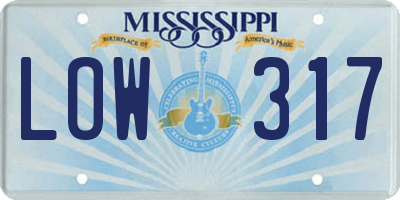 MS license plate LOW317