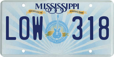 MS license plate LOW318