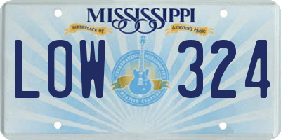MS license plate LOW324