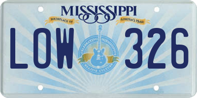 MS license plate LOW326