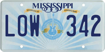 MS license plate LOW342