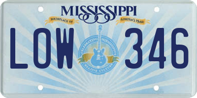 MS license plate LOW346
