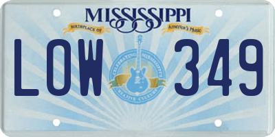 MS license plate LOW349