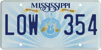 MS license plate LOW354