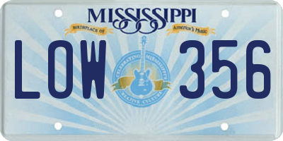 MS license plate LOW356