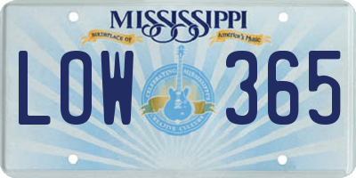 MS license plate LOW365