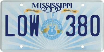 MS license plate LOW380