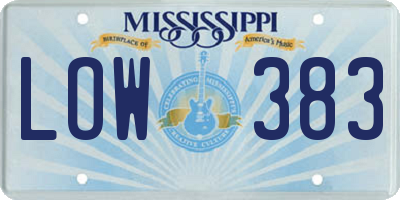 MS license plate LOW383